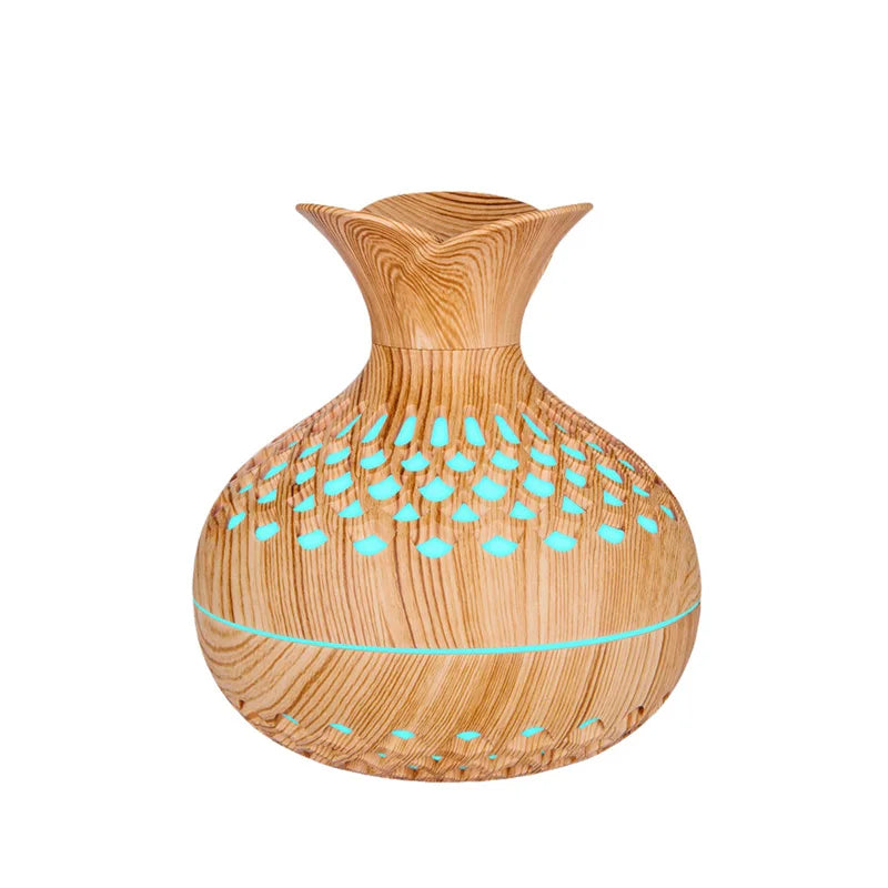 Wood Grain Mini Vase Air Humidifier USB Electric Ultrasonic Water Aroma Essential Oil Diffuser Home Room Fragrance Air Purifier