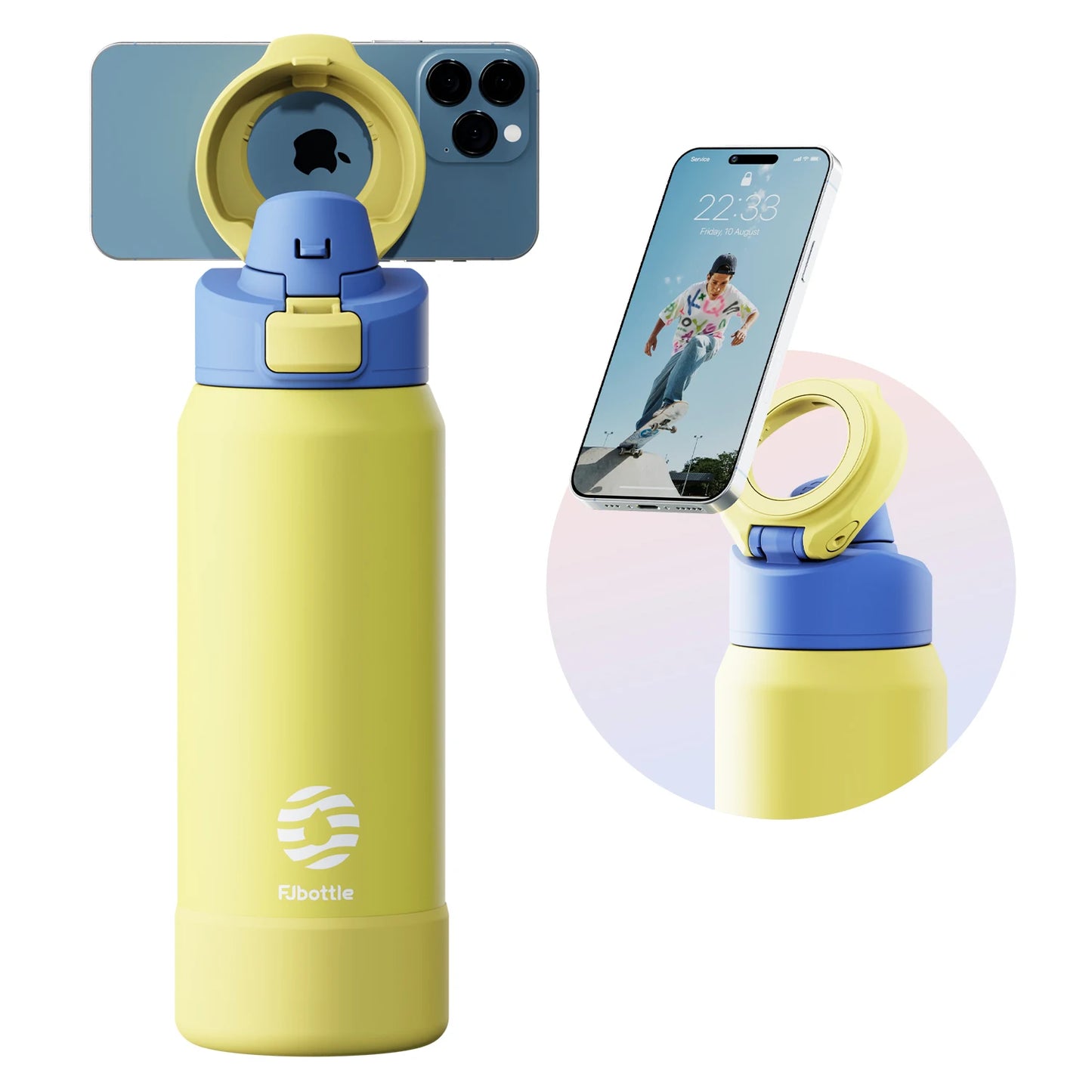 Water Bottle With Magnetic Phone Holder