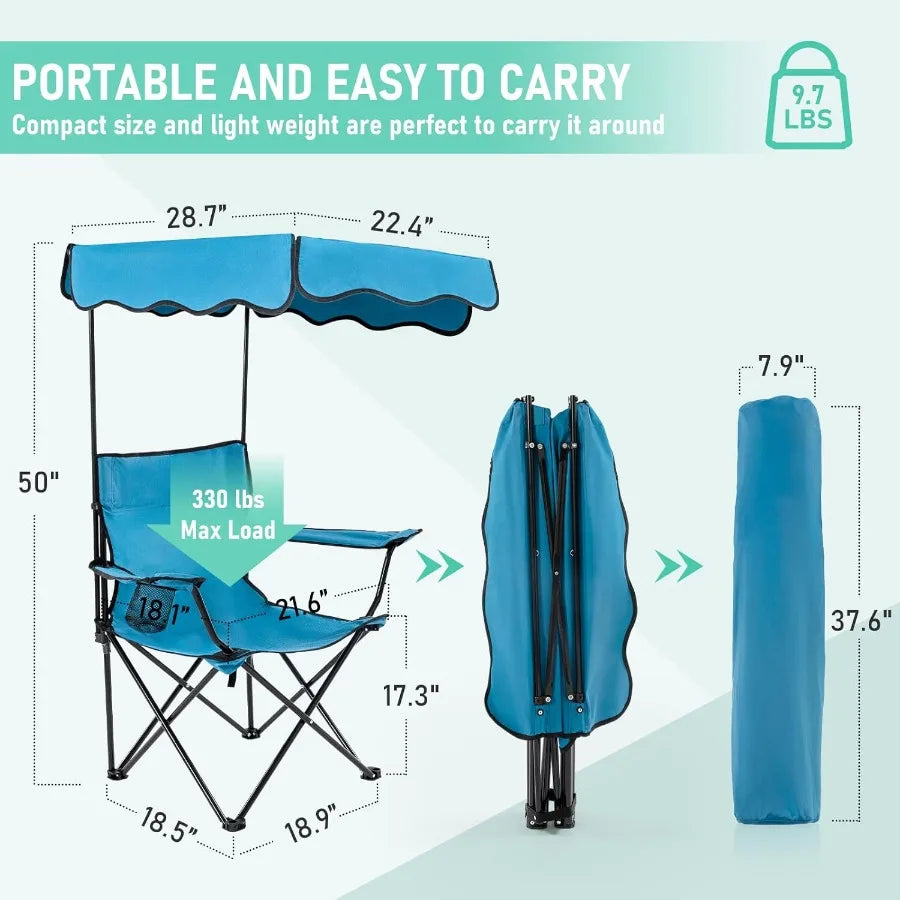 Camping, Beach & Picnic Chair With Sunshade