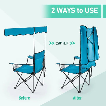 Camping, Beach & Picnic Chair With Sunshade