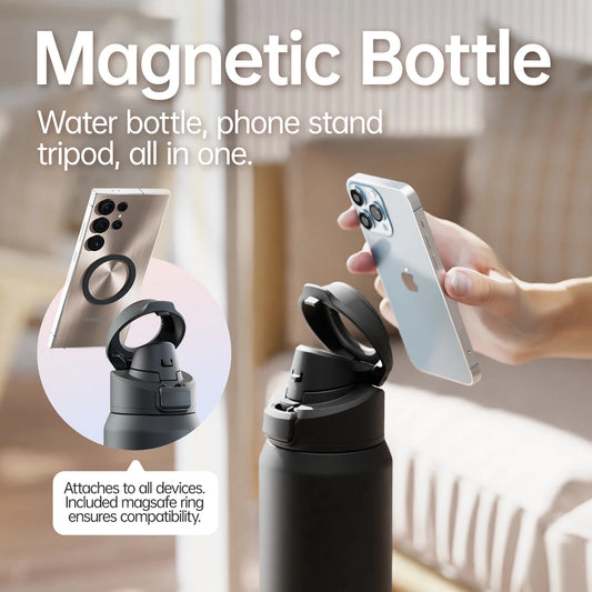 Water Bottle With Magnetic Phone Holder